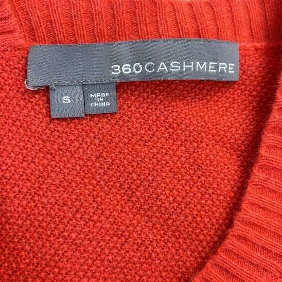 360 CASHMERE Orange V-Neck Oversized Sweater Size Small