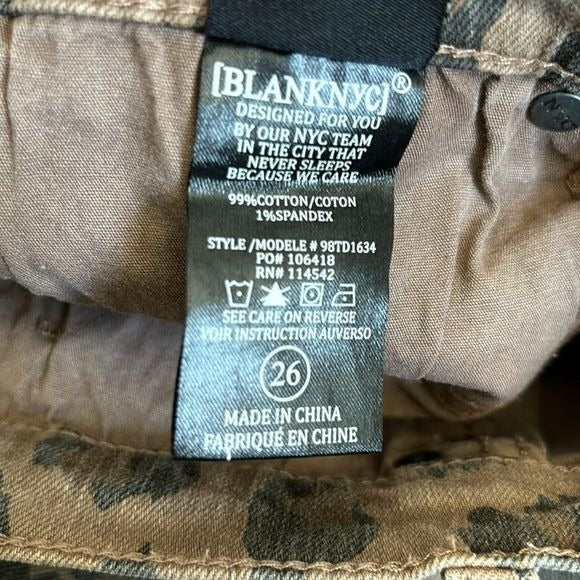 BLANK NYC The Reade Cropped Leopard-Print Skinny Jeans Size 26