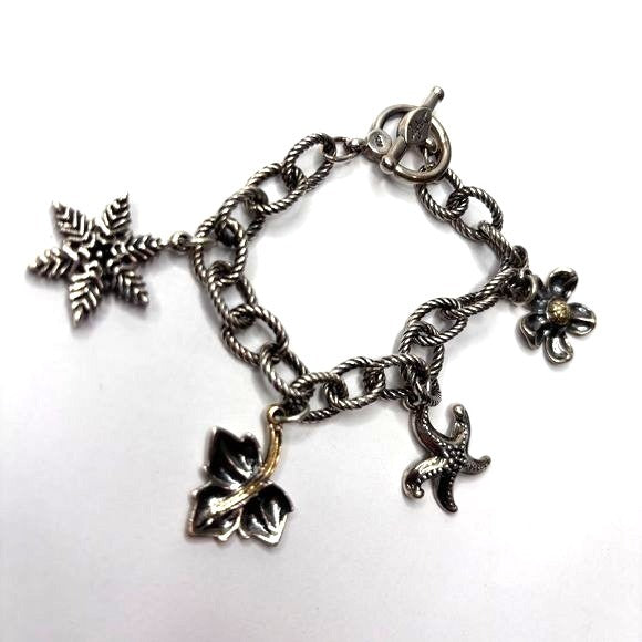 ANN KING 18K Gold & Sterling Silver Four Seasons Charm Bracelet