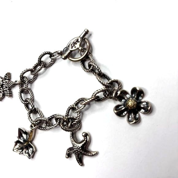 ANN KING 18K Gold & Sterling Silver Four Seasons Charm Bracelet