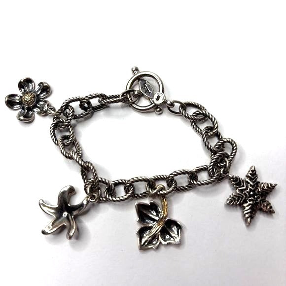 ANN KING 18K Gold & Sterling Silver Four Seasons Charm Bracelet