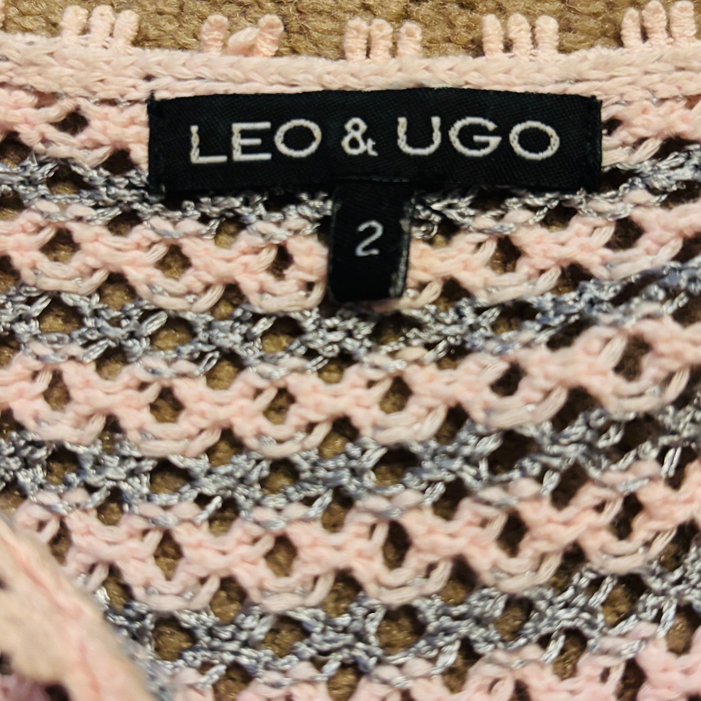 LEO & UGO Short Sleeve Striped Knit Sheer Sweater Size 8