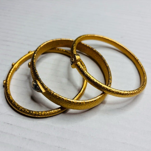 LAINIE KAZAN Set of 3 Goldtone Bangles with Crystals