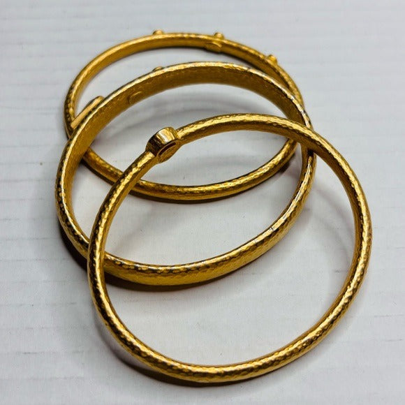 LAINIE KAZAN Set of 3 Goldtone Bangles with Crystals