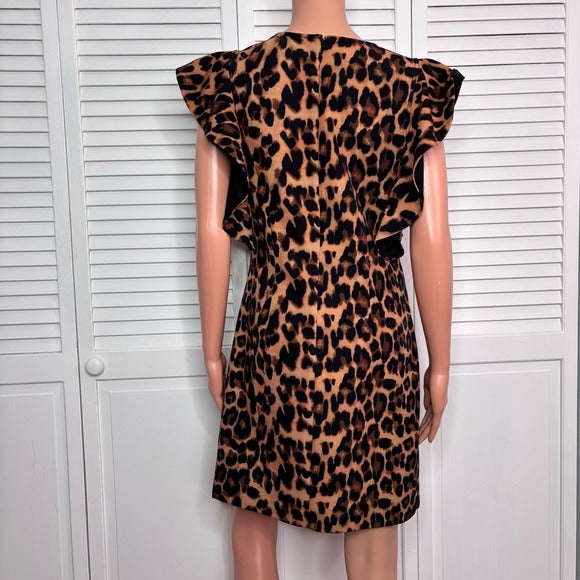 LAUNDRY by Shelli Segal Leopard Print Flutter Sleeve Dress Size 6