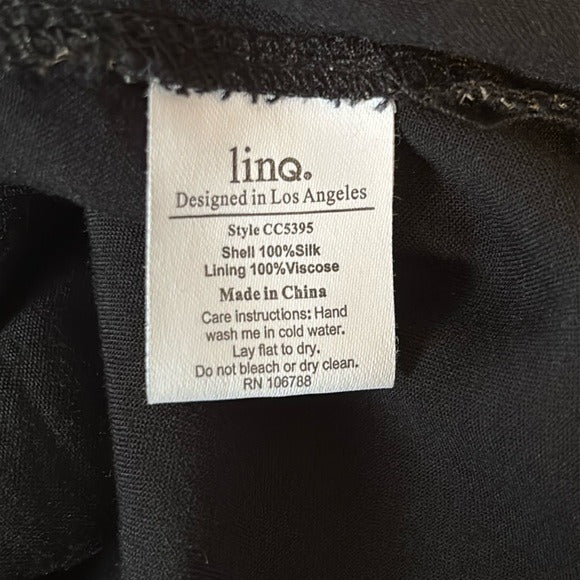 LINQ Silk Ruffle V-Neck Snakeskin Print Sleeveless Dress Size Medium