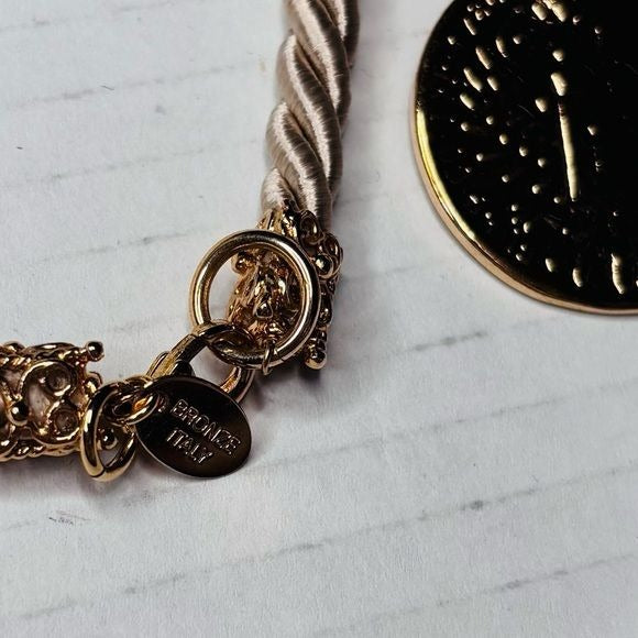 BELLEZZA Bronze Coin Charm Cluster Pendant Long Rope Necklace