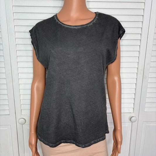 FREE PEOPLE Gray Distressed Tee Size Large