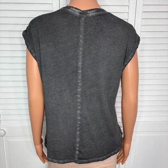 FREE PEOPLE Gray Distressed Tee Size Large