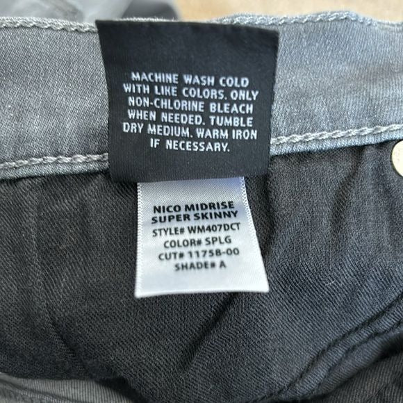 HUDSON Nico Midrise Super Skinny Gray Jeans Size 31
