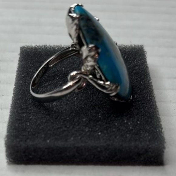 RARITIES Turquoise Sterling Silver Pear Shaped Ring Size 7