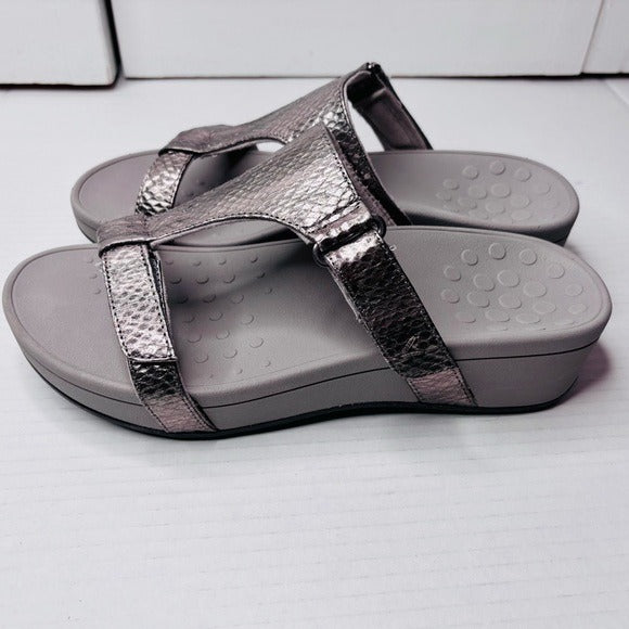 *New* VIONIC Ellie Adjustable Embossed Platform Slide Sandals Size 8