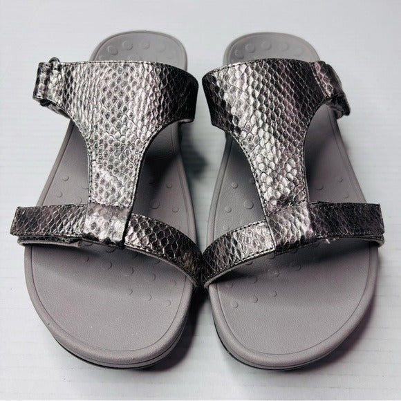*New* VIONIC Ellie Adjustable Embossed Platform Slide Sandals Size 8