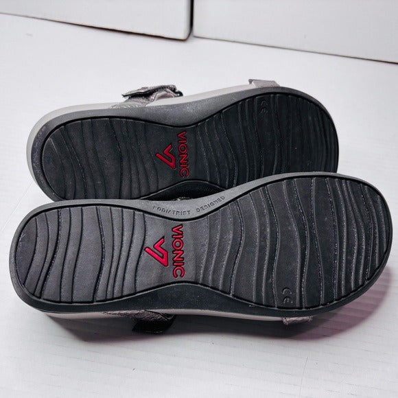 *New* VIONIC Ellie Adjustable Embossed Platform Slide Sandals Size 8