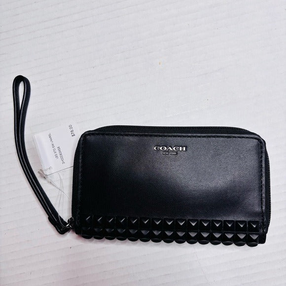*New* COACH Legacy Black Studded Leather Wristlet
