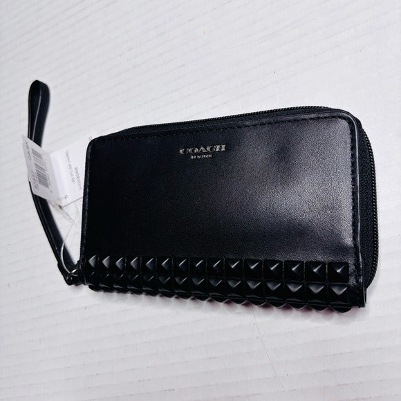 *New* COACH Legacy Black Studded Leather Wristlet