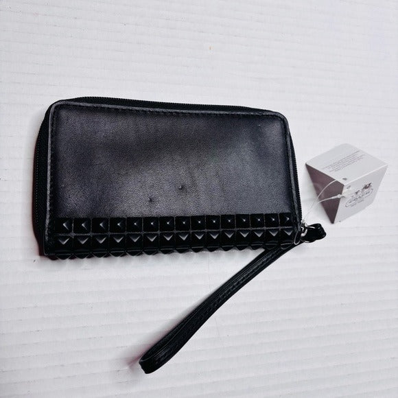 *New* COACH Legacy Black Studded Leather Wristlet