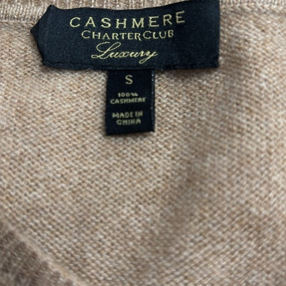 CHARTER CLUB Cashmere Luxury Sweater in Tan Size Small