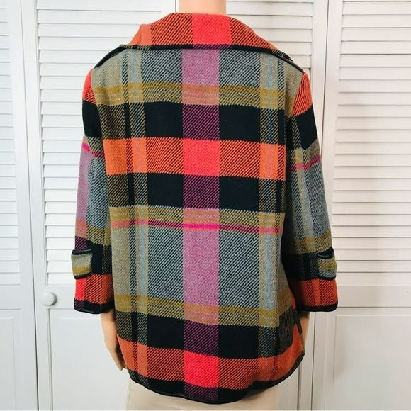 FOR CYNTHIA by Cynthia Rowley Plaid Swing Jacket Size L