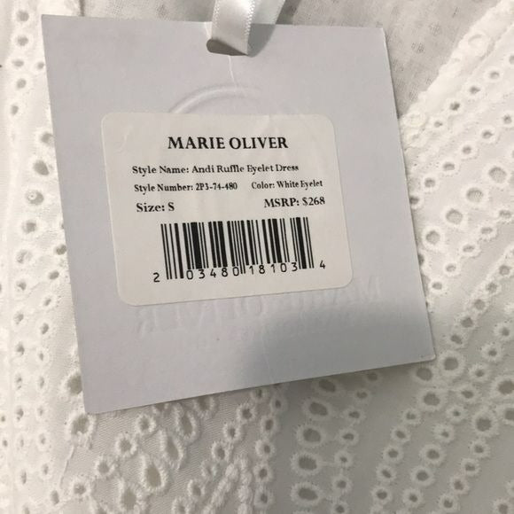 MARIE OLIVER Andi Ruffle White Eyelet Dress Size S