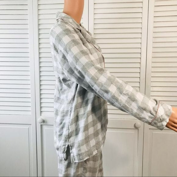 CHARTER CLUB Gray White Plaid Pajama Set Size M