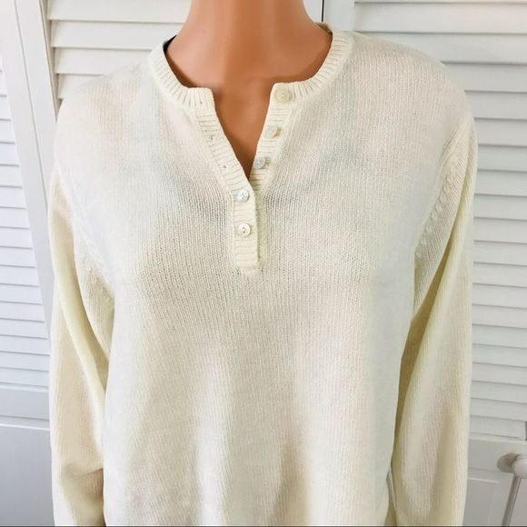 KAREN SCOTT Cream V-Neck Semi Sheer Sweater Size L