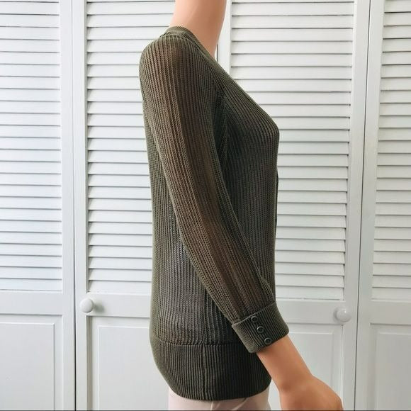 FEVER Green Sheer V-Neck Cardigan Size XS