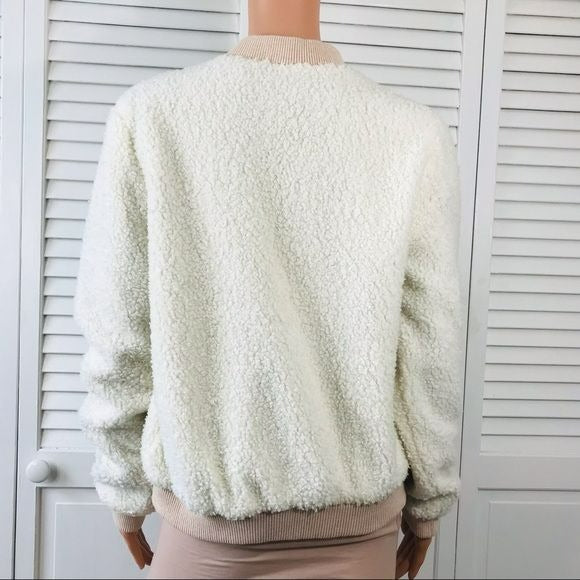 BB DAKOTA White Pink Sherpa Teddy Jacket Size L
