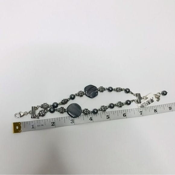BRIGHTON Utopia Silver Gray Stone Pearl Bracelet