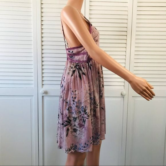 EN/KAY BY NAVLEEN Pink Spaghetti Strap Floral Sundress Size S