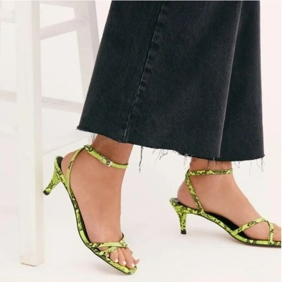 FREE PEOPLE Green Black Salina Strappy Heeled Sandals Size 38