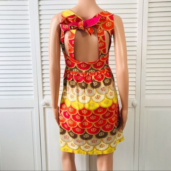 JUDITH MARCH Yellow Orange Printed Sleeveless Dress Size M