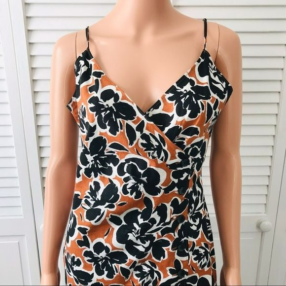 LEITH Brown Black Floral Spaghetti Strap Dress Size M