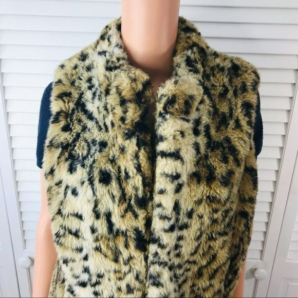 CHICO’S Tan Black Animal Print Vest Size L