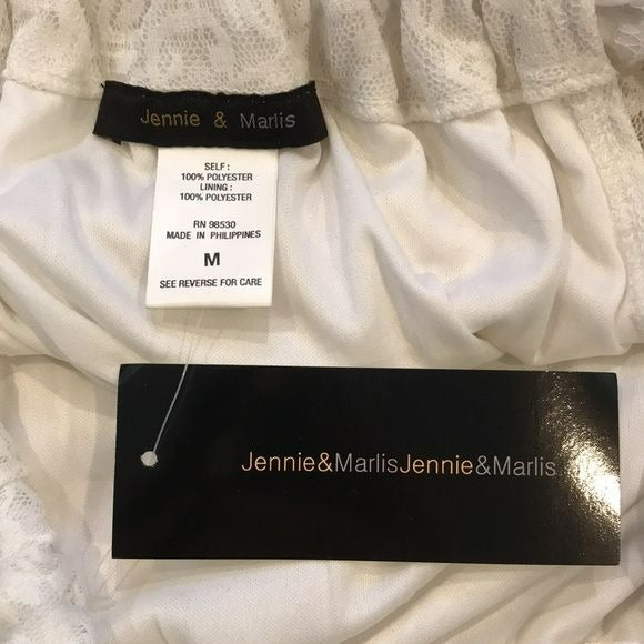 JENNIE & MARLIS White Ruffle Lace Halter Top Shirt Size M (new with tags)