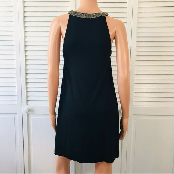 EXPRESS Black Beaded Criss Cross Dress Size M