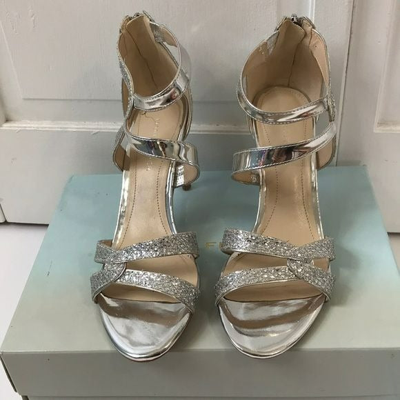 MARC FISHER Silver Glitter Lexcie2 Dress Sandals Size 8M