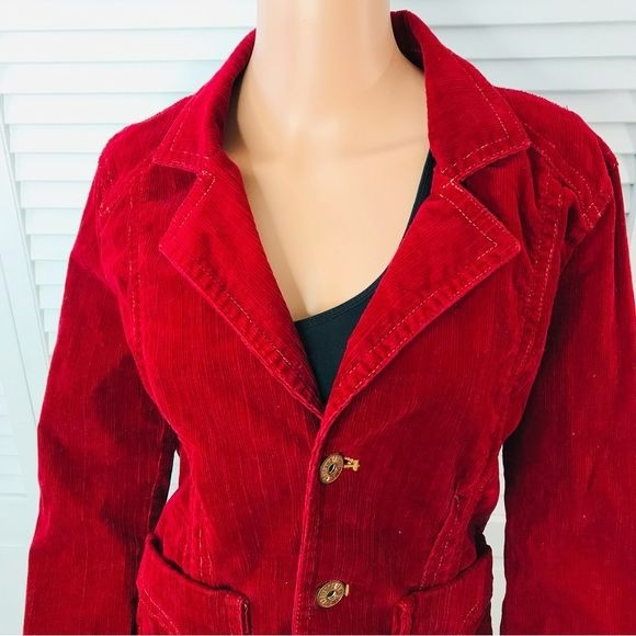 CHRISTOPHER BLUE Red Stretch Corduroy Jacket Size L