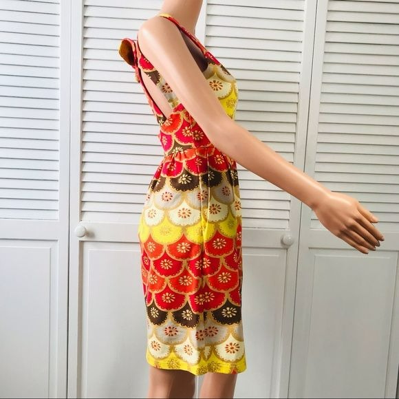 JUDITH MARCH Yellow Orange Printed Sleeveless Dress Size M