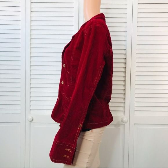 CHRISTOPHER BLUE Red Stretch Corduroy Jacket Size L