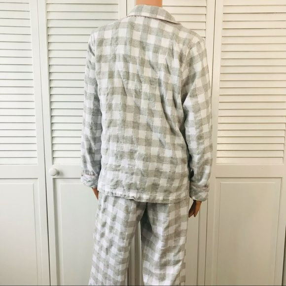CHARTER CLUB Gray White Plaid Pajama Set Size M