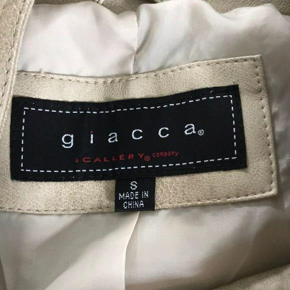 GIACCCA Tan Faux Leather Distressed Jacket