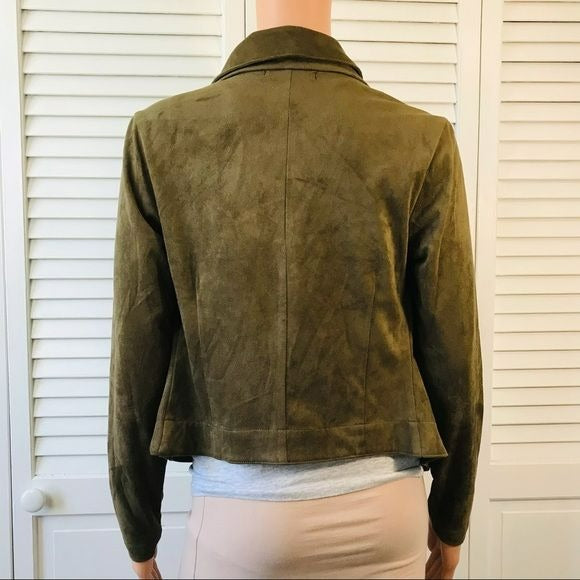 ROMEO & JULIET Green Suede Open Front Jacket Size S