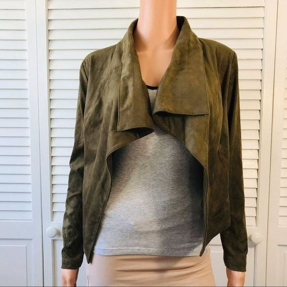 ROMEO & JULIET Green Suede Open Front Jacket Size S
