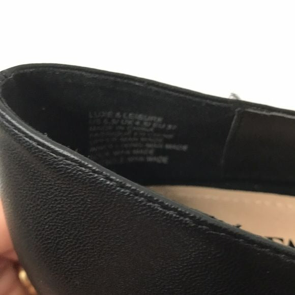 JUSTFAB Black Joyce Collapsible Back Loafer Size 6.5