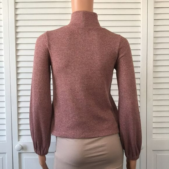 MADEWELL Pink Ribbed Turtleneck Size Extra Small