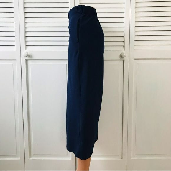 JOHNPAULRICHARD Navy Blue Wide Leg Cropped Pants Size L