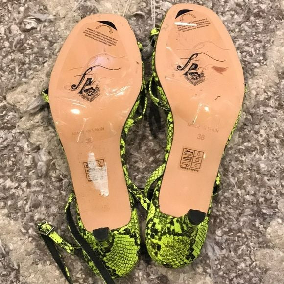 FREE PEOPLE Green Black Salina Strappy Heeled Sandals Size 38