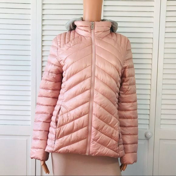 GUESS Pink Lightweight Hooded Puffer Jacket