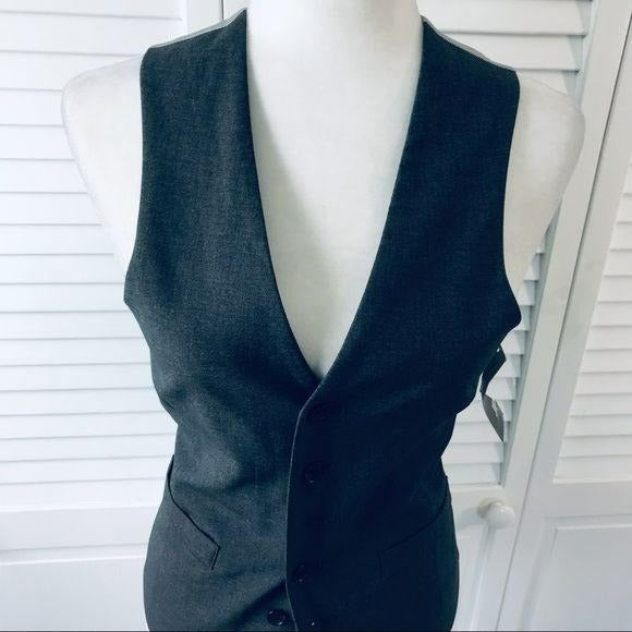 *NEW* J. FERRAR Gray Silver V-Neck Slim Fit Vest Size XS